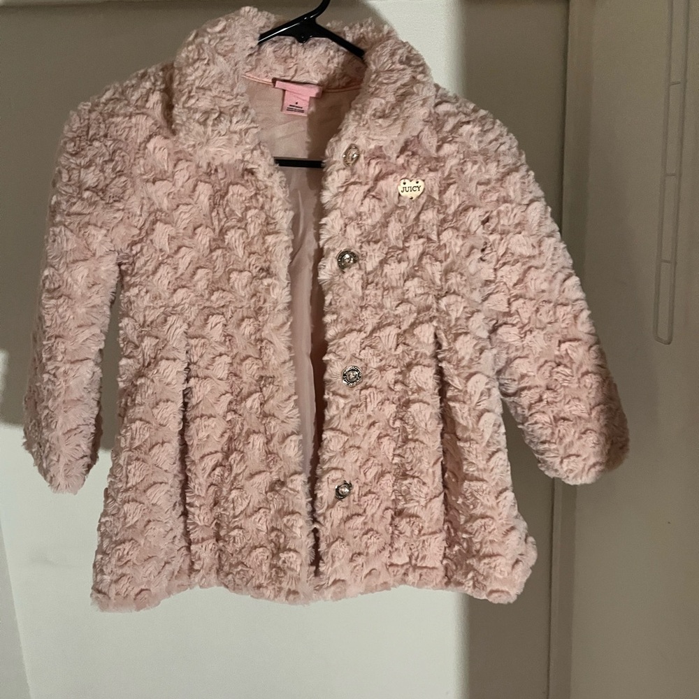Juicy Couture Light Pink Fuzzy Kids Puffer Jacket